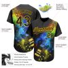 Custom Black Gold 3D Pattern Design Music Festival Guitar With Psychedelic Colors Authentic Baseball Jersey - Image 3