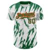 Custom White Kelly Green-Orange 3D Pattern Design Abstract Sharp Shape Authentic Baseball Jersey - Image 2