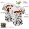 Custom White Brown-Orange 3D Pattern Design Abstract Splash Authentic Baseball Jersey - Image 3