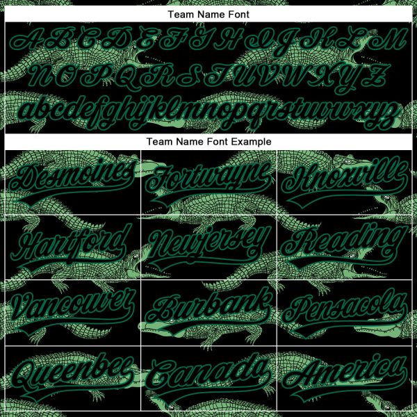 Custom Black Kelly Green 3D Pattern Design Crocodile Authentic Baseball Jersey - Image 4