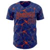 Custom Royal Orange 3D Pattern Design Abstract Network Authentic Baseball Jersey - Image 2