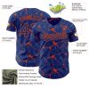 Custom Royal Orange 3D Pattern Design Abstract Network Authentic Baseball Jersey - Image 3