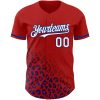 Custom Red White-Royal 3D Pattern Design Leopard Print Fade Fashion Authentic Baseball Jersey - Image 2