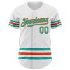 Custom White Aqua-Orange Line Authentic Baseball Jersey - Image 2