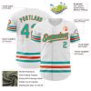 Custom White Aqua-Orange Line Authentic Baseball Jersey - Image 3