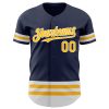 Custom Navy Gold-White Line Authentic Baseball Jersey - Image 2