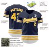 Custom Navy Gold-White Line Authentic Baseball Jersey - Image 3
