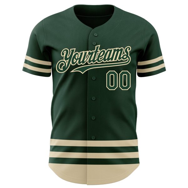 Custom Green Cream Line Authentic Baseball Jersey - Image 2