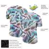 Custom White Teal 3D Pattern Design Feathers Performance T-Shirt - Image 2