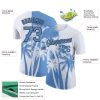 Custom White Light Blue-Black 3D Pattern Design Hawaii Coconut Trees Performance T-Shirt - Image 2
