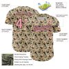 Custom Cream Medium Pink-Black 3D Pattern Design Animal Cat Authentic Baseball Jersey - Image 3