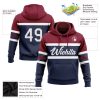 Custom Stitched Navy White-Crimson Line Sports Pullover Sweatshirt Hoodie - Image 2