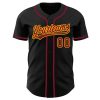 Custom Black Crimson-Gold Authentic Baseball Jersey - Image 2