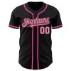 Custom Black Medium Pink-Pink Authentic Baseball Jersey - Image 2