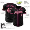 Custom Black Medium Pink-Pink Authentic Baseball Jersey - Image 3