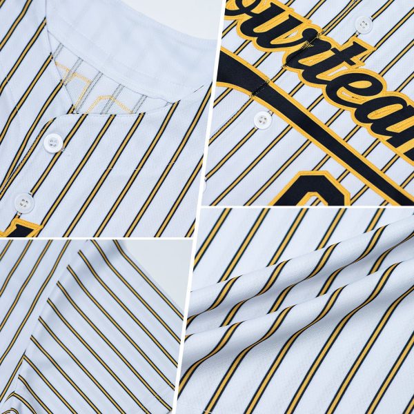 Custom Cream (Black Medium Pink Pinstripe) Medium Pink-Black Authentic Baseball Jersey - Image 2