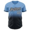 Custom Light Blue Pinstripe Gray-Black Authentic Fade Fashion Baseball Jersey - Image 3