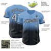 Custom Light Blue Pinstripe Gray-Black Authentic Fade Fashion Baseball Jersey - Image 4