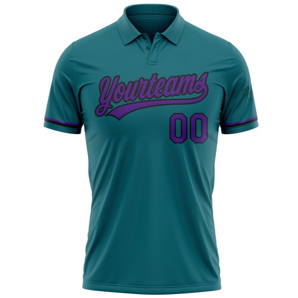 Custom Teal Purple-Black Performance Vapor Golf Polo Shirt - Image 2