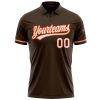 Custom Brown White-Orange Performance Vapor Golf Polo Shirt - Image 2