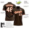 Custom Brown White-Orange Performance Vapor Golf Polo Shirt - Image 3