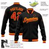 Custom Black Red-Gold Bomber Full-Snap Varsity Letterman Jacket - Image 3
