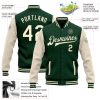 Custom Green Cream Bomber Full-Snap Varsity Letterman Two Tone Jacket - Image 3