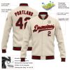 Custom Cream Black-Red Bomber Full-Snap Varsity Letterman Jacket - Image 3