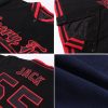 Custom Navy Royal-Orange Bomber Full-Snap Varsity Letterman Jacket - Image 2