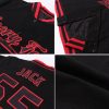 Custom Black Gold Pinstripe Red Bomber Full-Snap Varsity Letterman Jacket - Image 2