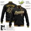 Custom Black White Pinstripe Gold Bomber Full-Snap Varsity Letterman Jacket - Image 3