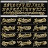 Custom Black White Pinstripe Gold Bomber Full-Snap Varsity Letterman Jacket - Image 4