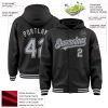 Custom Black Gray Bomber Full-Snap Varsity Letterman Hoodie Jacket - Image 3