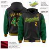 Custom Black Kelly Green-Gold Bomber Full-Snap Varsity Letterman Two Tone Hoodie Jacket - Image 3