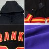 Custom Purple Black-Orange Bomber Full-Snap Varsity Letterman Two Tone Hoodie Jacket - Image 2