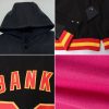Custom Pink Vintage USA Flag Black-Cream Bomber Full-Snap Varsity Letterman Hoodie Jacket - Image 2