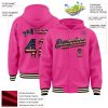 Custom Pink Vintage USA Flag Black-Cream Bomber Full-Snap Varsity Letterman Hoodie Jacket - Image 3