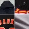 Custom Gray Vintage USA Flag Black-Cream Bomber Full-Snap Varsity Letterman Hoodie Jacket - Image 2
