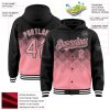 Custom Black Medium Pink-White Gradient Square Shape 3D Pattern Design Bomber Full-Snap Varsity Letterman Hoodie Jacket - Image 3