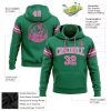 Custom Stitched Kelly Green Pink-White Football Pullover Sweatshirt Hoodie - Image 2
