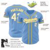 Custom Light Blue White Pinstripe Yellow Authentic Baseball Jersey - Image 3