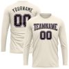 Custom Cream Black-Purple Long Sleeve Performance T-Shirt - Image 2