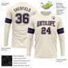 Custom Cream Black-Purple Long Sleeve Performance T-Shirt - Image 3