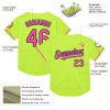 Custom Neon Green Pink-Navy Mesh Authentic Throwback Baseball Jersey - Image 3