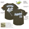Custom Olive White-Light Blue Mesh Authentic Throwback Salute To Service Baseball Jersey - Image 3