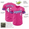 Custom Pink White-Royal Authentic Baseball Jersey - Image 3