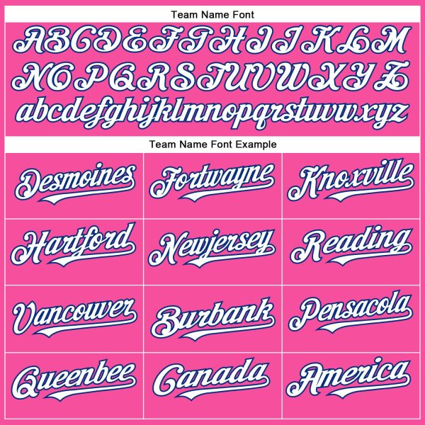 Custom Pink White-Royal Authentic Baseball Jersey - Image 4