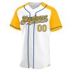 Custom White Gold-Royal Authentic Raglan Sleeves Baseball Jersey - Image 2