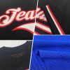 Custom Royal Light Blue-Red Mesh Authentic Throwback Baseball Jersey - Image 2