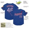 Custom Royal Light Blue-Red Mesh Authentic Throwback Baseball Jersey - Image 3
